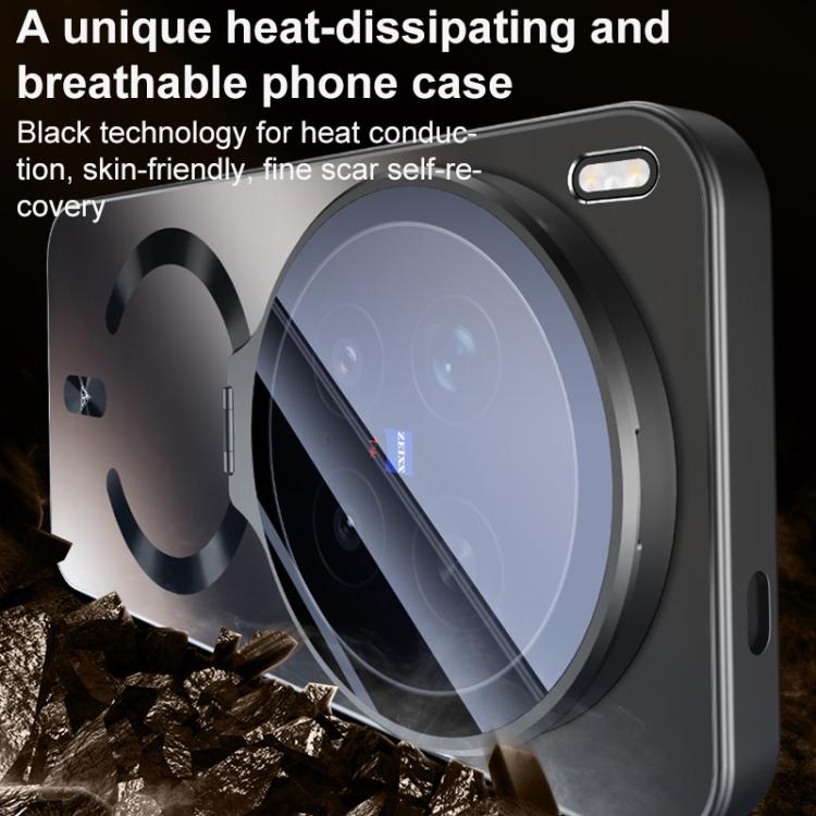 Ice Magnetic Straight Edge Lens Holder Shockproof Phone Case for vivo X200 Ultra, Heat Dissipation Wireless Charging Cover