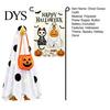 Spooky Cute Seasonal Decor Halloween Lighted Ghost Porch Goose Outfit And Flag Set for 23 Inch Statue, Clothes with Pumpkin Bucket Outdoor Patio Yard