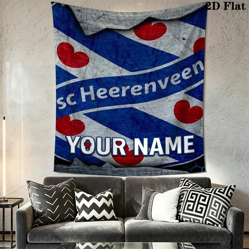 Custom Name SC Heerenveen Wall Tapestry Aesthetic Wall Hanging Printed Fabric Blanket Decorative Tapestries for Bedroom Living Room Home Decor