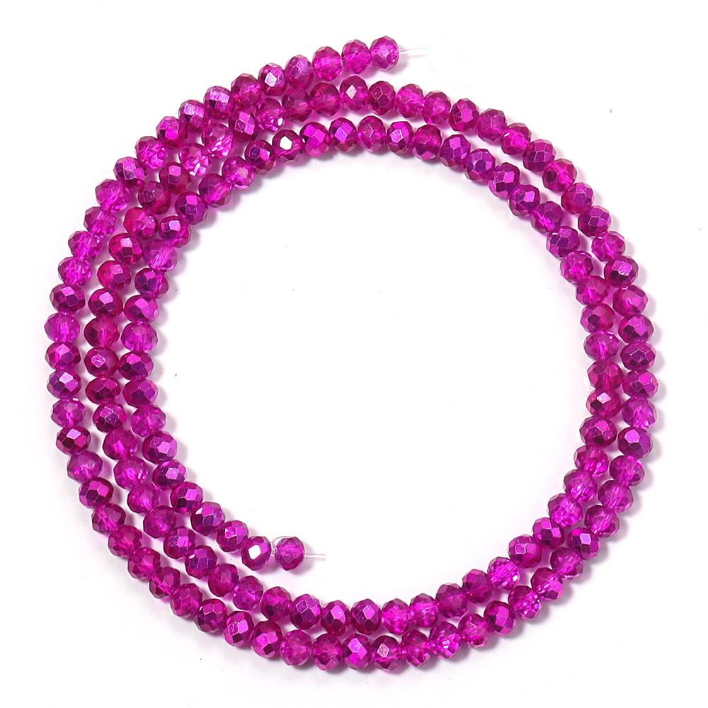 

1 Strand 4/6/8mm Hot Pink Faceted Crystal Beads Glass Loose Spacer Beads For Jewelry Making DIY Bracelets Necklace Accessories