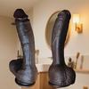 Ultra Long Thick Curved Realistic Black Silicone Dildo, Soft Skin Feel Penis Toy with Strong Suction Cup, G-Spot & Anal Stimulator
