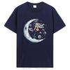 Herren T-Shirt 100% Baumwolle Casual Lustiges Astronauten-Design Print Loses O-Ausschnitt T-Shirt Für Männer Kurzarm T-Shirt Hip Hop Tops Tees