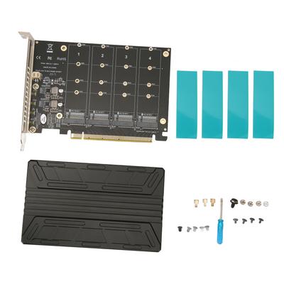 Quad M.2 NVME To PCIe Adapter 32Gbps Thickened Stable Aluminum Alloy Quad PCIe 4.0 To NVMe Card for Computer Expansion