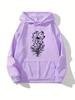 Cute Flower Print Hoodie, Versatile Drawstring Kangaroo Pocket Hoodies Sweatshirt, Women's Clothing