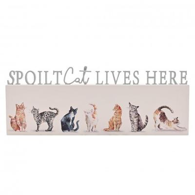 Die Wildlife von Ling Designs Kaminsimsplakette Verwöhnte Katze lebt hier