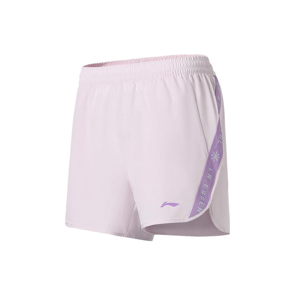 Li Ning Fitness Series Quick-Dry Color Block Letter Loose Sports Shorts Women Shorts Light-Mist-Purple AKSS356-3