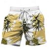 2024 Summer Oversized Casual Men's Drawstring Shorts Quick Dry Hawaii Holiday Sports Swimming Trunks Coconut Tree Printed Shorts