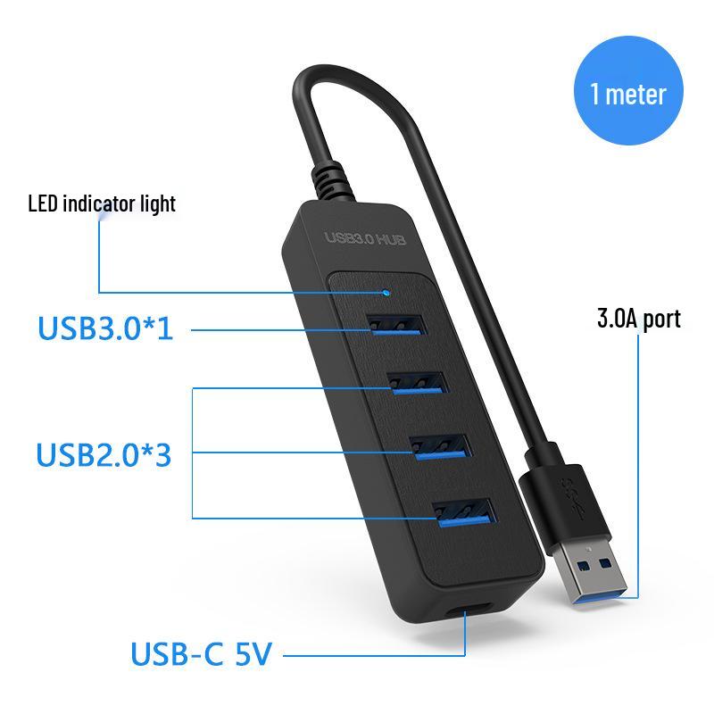 USB-C 3.0 Extender: 4-Port Type-C Hub for Computer and Tablet Expansion