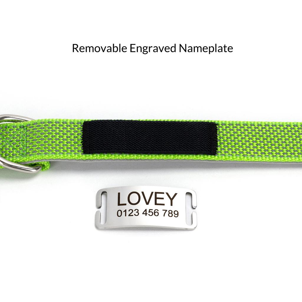 Personalized Dog Collar with Removable Engraved Tag Nylon Reflective Strap Solid Metal D-Ring Color Adjustable Buckle Pet collar