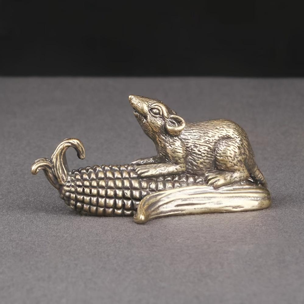 

Винтажная латунная подставка для благовоний «Мышь и кукуруза», резная медная поделка Nafu, тема с буквами и животными, универсальный декор для любой комнаты, без электричества золотой