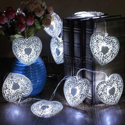 Yeni 10 LED Soğuk Beyaz Ahşap Kalp Şeklinde Noel İçin Dize Noel Aydınlatması