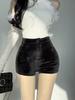 Svarte Shorts Dame Høst Vinter Høy Midje Mote Tettsittende Sexy Stretch Y2k Kordfløyel Kvinne Casual Bukser