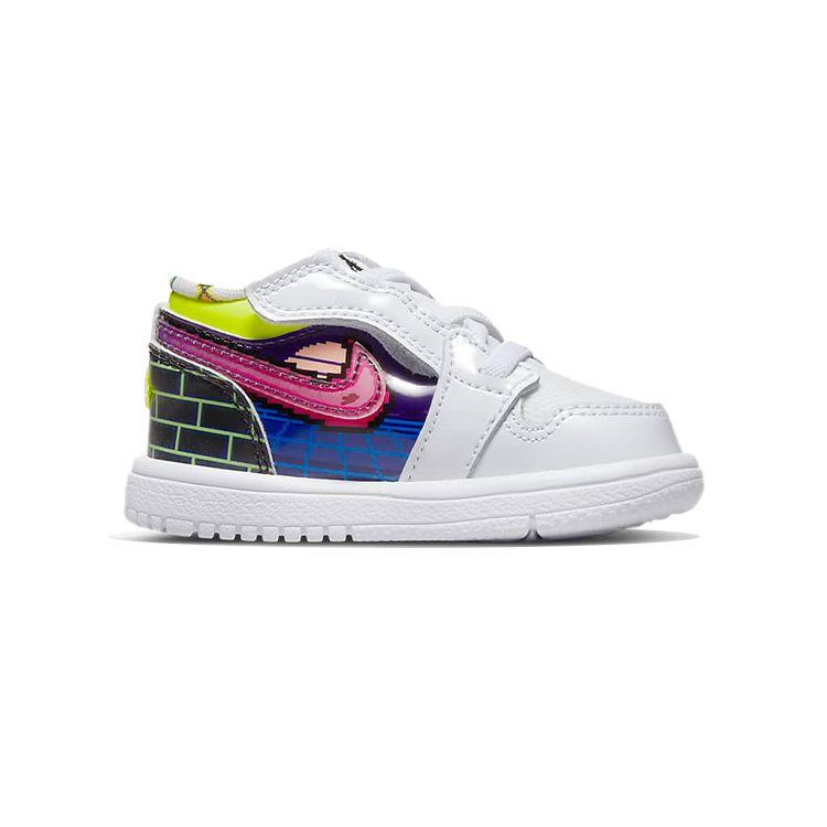 Air Jordan 1 Low ALT TD Old School Gaming Baby Sneakers White Black Lemon-Venom DM8971-114