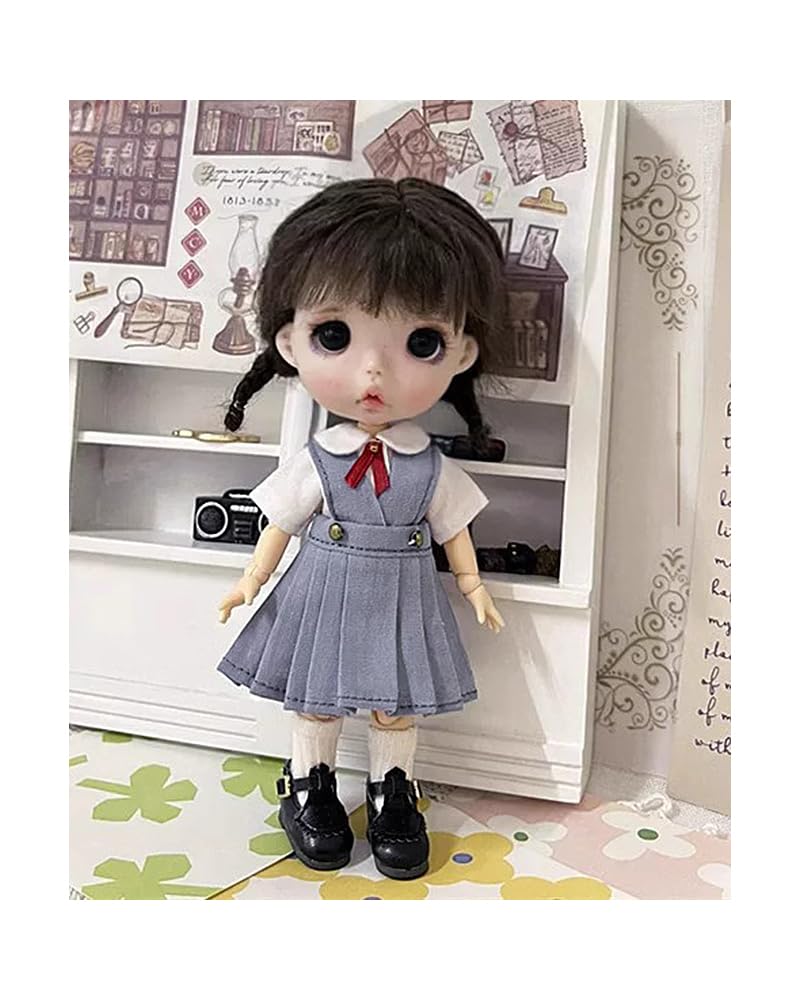 [ISHR] Obitsu 11 OB11 Größe Outfit für 11cm Obitsu Puppenkörper, Schuluniform, Rundkragen, Eckiger Kragen, Kurzarmhemd, Latzrock, Mädchen,