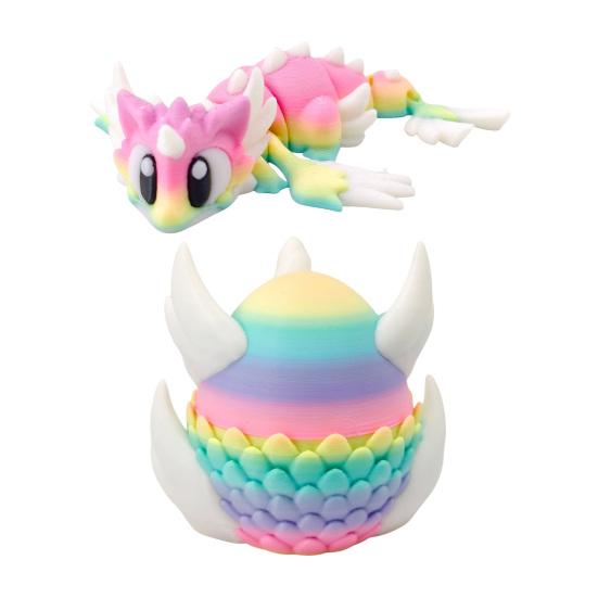 3D Printed Dragon Collectible Mini Egg with Articulated Dragon Inside Colorful Animal Miniature Fidget Toy Desktop Figurine for Home Office Decor