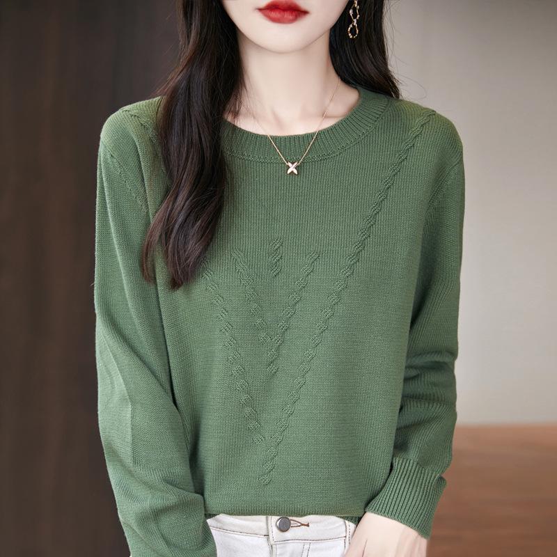 Thickened Round Neck Jacquard Sweater: New Spring & Autumn Collection