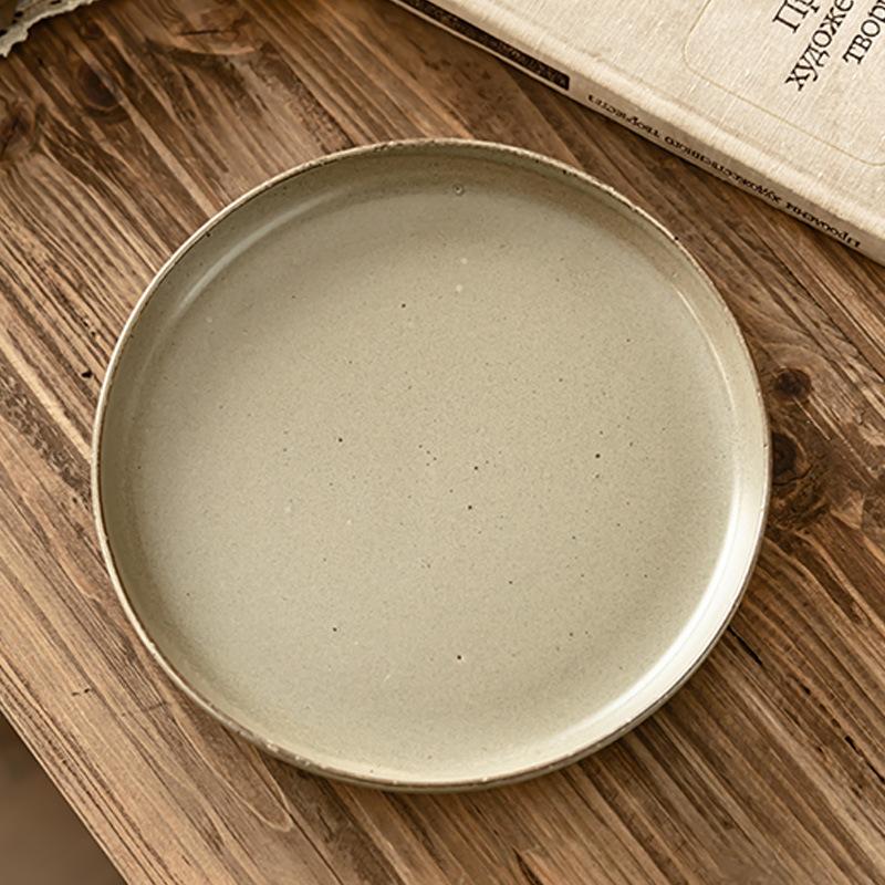 Round Deep Plate Retro Style Ceramic Plate Japanese Tableware Plate Household Dish Steak Plate Salad Plate Dinner Plate