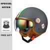 Men's Motorcycle Helmets Daul Lens Vintage Retro 3/4 Open Face Helmet Moto Equipment Four Seasons Double Visor Jet Helmet