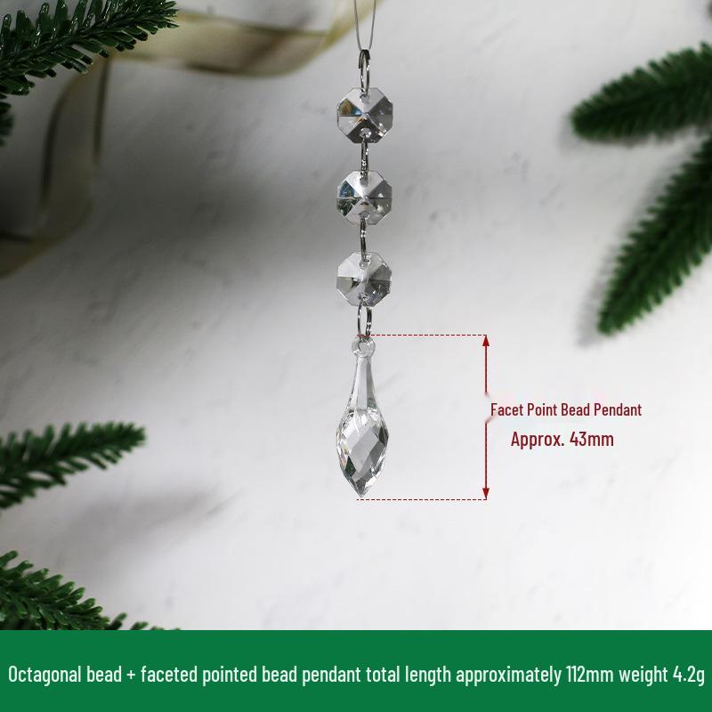 Transparent Acrylic Snowflake Ornament Set with Crystal Bead Strings for Christmas Tree Decoration