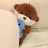 35cm Otter Plush Toy Soft Holding Fish Otter Doll Pillow Creative Otter Stuffed Animal Toy Birthday Gift For Kid Room Decor