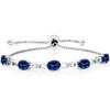Gem Stone King 3-6 Cttw Gemstone Birthstone and Accent Lab Grown Diamond Tennis Bracelet For Women | 925 Sterling Silver | 7X5MM Oval | Adjustable