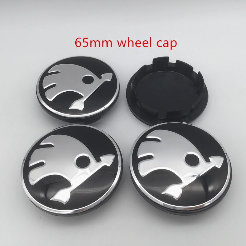 LOLL4 4pcs For Skoda black/green 56mm 60mm 65mm 68mm Car emblem Wheel hub Center Cap Badge covers sticker Decals Styling accessories