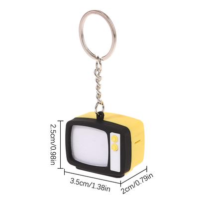 Mini Vintage TV Set Schlüsselanhänger Simulation LED Sound TV Modell Schlüsselanhänger Kreativer Fernseher Schlüsselanhänger Tasche Anhänger Auto Schlüsselanhänger