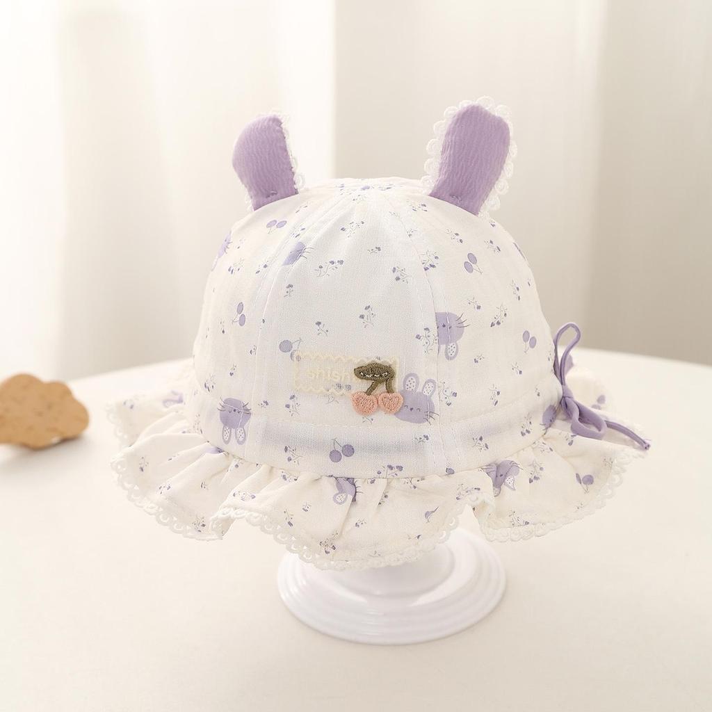 Baby Girls' Sun Protection Bow Bucket Hat - Spring/Summer Elastic Fisherman Style