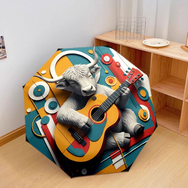 AnimalMusicians Pattern Pattern New Style Umbrella, 1 Piece Automatic Folding Umbrella, Portable Travel Umbrella, Outdoor Umbrella, Birthday Gift