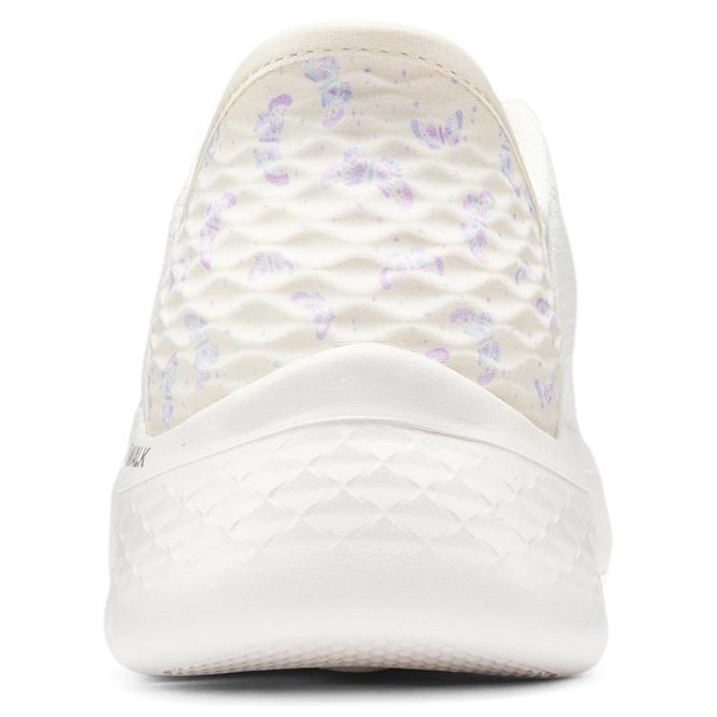 Skechers Go Walk Flex Women Slip Ins Soft Cushion Low Top Walking Shoes White Purple 124823-NTPR