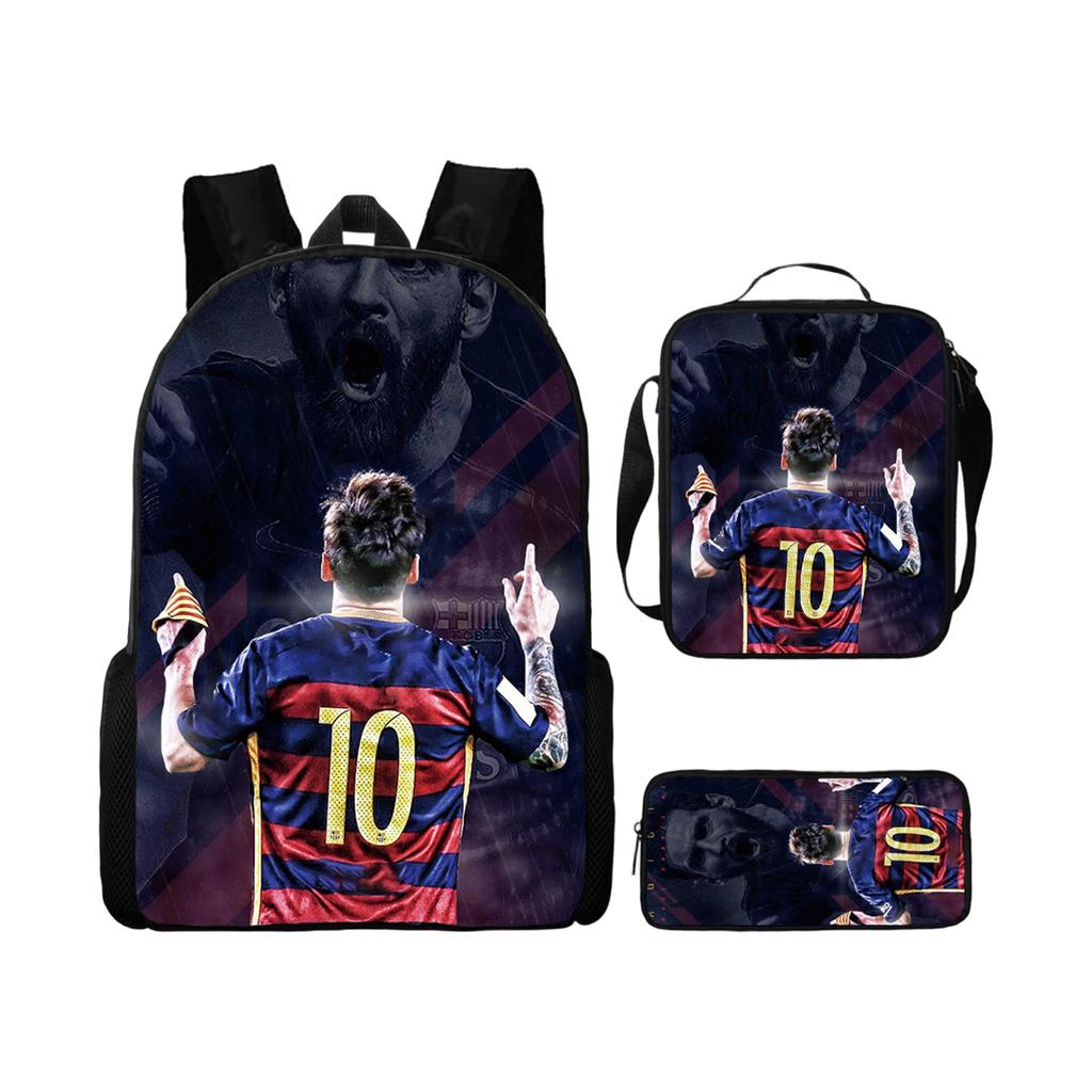 Casual Printed Backpack Large Capacity School Bag Pencil Case Lunch Bag Three Piece Set Suitable for Daily Use Travel and Outdoor Activities