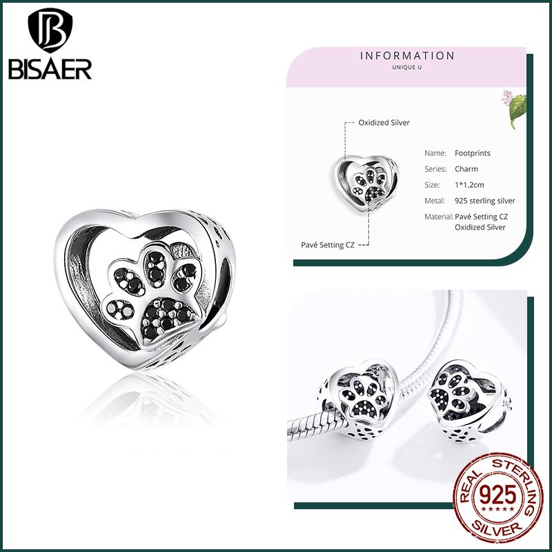 BISAER Plata 925 Encanto Lindo Perro Cuentas Perro Salchicha Mascota Animal Colgante Chapado en Platino Apto Mujeres Pulsera DIY Joyería Fina
