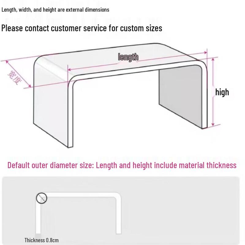 Acrylic Transparent U-shaped Desktop Riser Shelf