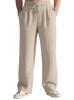 European Striped Wide-Leg Men's Casual Ribbed Drawstring Trousers: Large Size, Spring-Autumn, Straight-Leg, Loose Fit.