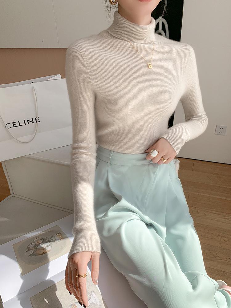 Ladies' Slim Fit Cashmere Sweater - Autumn/Winter High Neck Pullover Knitwear
