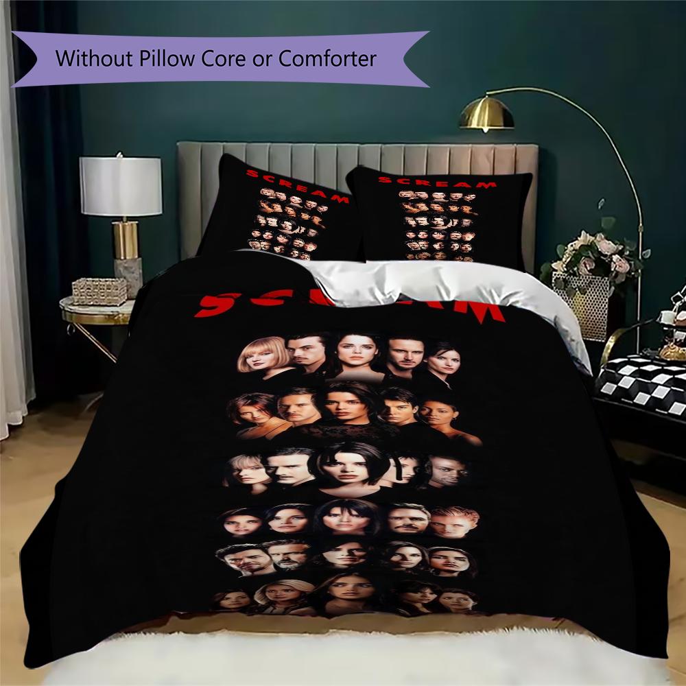 Scream Pattern Bedding uilt Set uilt Cover Pillowcase Home Decoration Birthday Gift (1 * duvet cover + 2 * pillowcase without core)