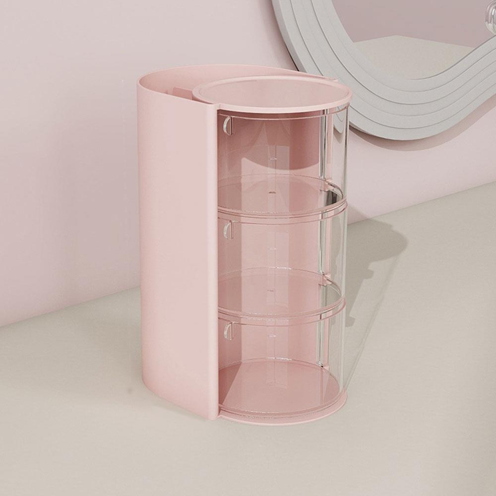 Rotating Dustproof Storage Box Cosmetic Egg Cushion Lipstick Brush Organizer Stand Makeup Brush Holder Desk Jewelry Organizer