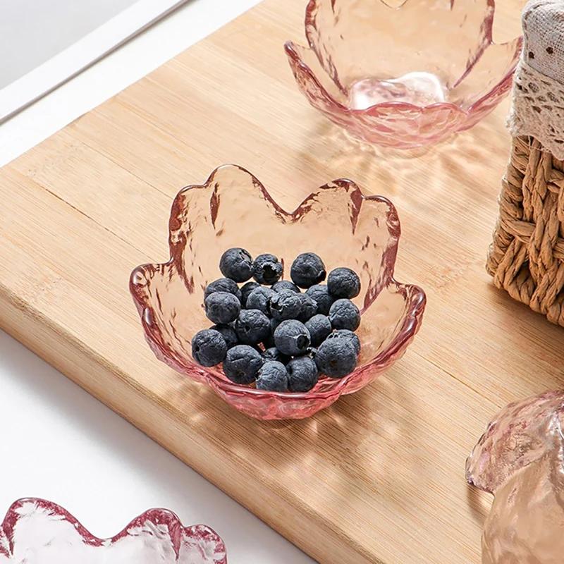 Japan Style Cherry Blossom Glass Sauce Dish Nice BBQ Dish Space-saving Bowl Vinegar Dish Pot Dipping Dish Tiny Serving Plates