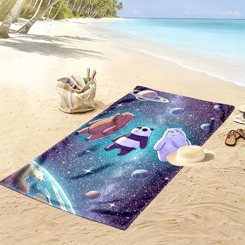 We Bare Bears Print Beach Towel, Large Soft Quick Dry Towel for Beach Camping Swimming