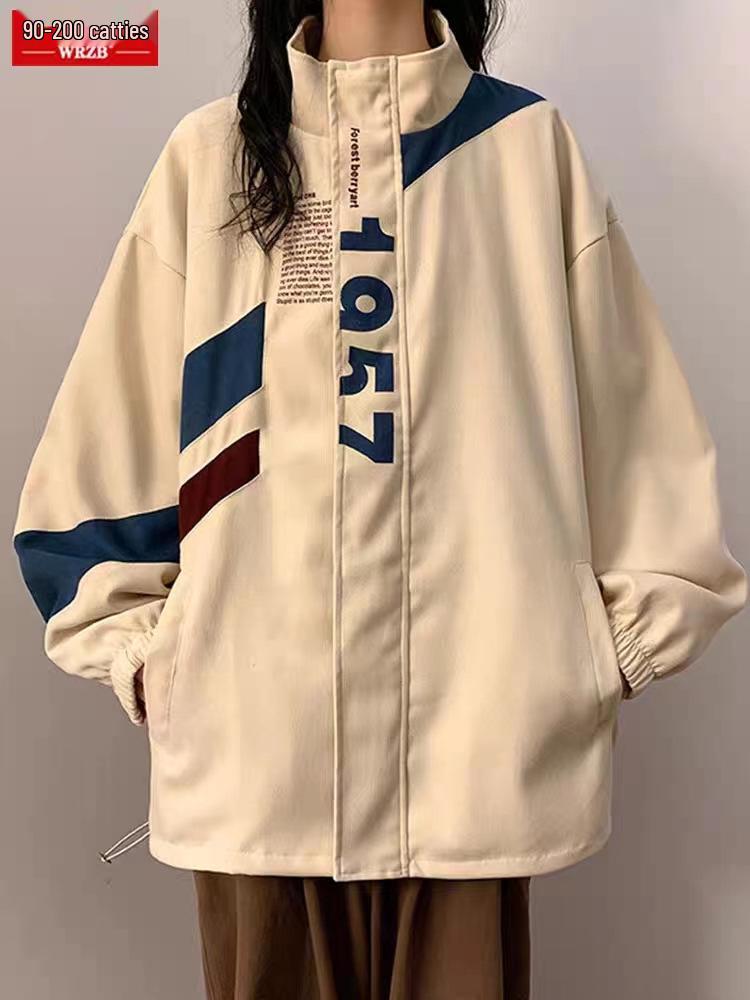 Women's Stand Collar Sports Jacket, Spring & Autumn 2023, Casual Outdoor Mountaineering, Trendy Loose American Baseball Style