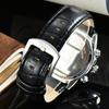 SEIKO Herren Quarz Chronograph Uhr Edelstahl / Lederarmband Tachymeterlünette Leuchtzeiger Datum Sport Business Herren Armbanduhr