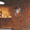 Christmas Metal Tin Sign Wall Decor - Santa Claus with Gift Box and Snowflakes - Festive Holiday Wall Art for Home, Party Decor