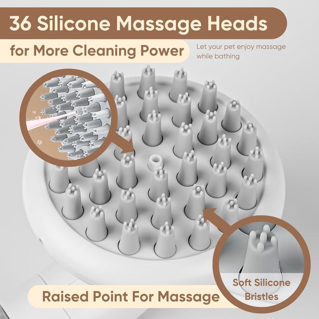 Dog Bath Brush 3 In1 Dog Shampoo Brush Soft Silicone Dog Brush for Pet Grooming Washing Soap Brush 36 Clean Massage Brush Head