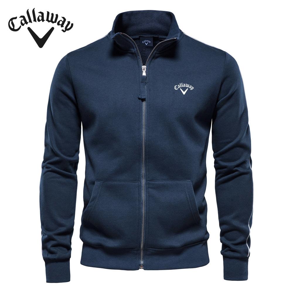 Callaway Vyšívané podzimní zima nové pánské stojací límec mikina s dlouhým rukávem sportovní kontrastní barva ležérní bunda cardigan