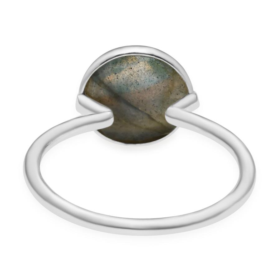 Natural Labradorite Gemstone Ring, 925 Sterling Silver, Solitaire Ring, Round Gemstone, Handmade Ring Jewelry, Gift for Easter, Ring Size - 5