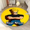 Custom Name Johnny Bravo Printed Round Rug Carpet Chair Rug Area Rug Entryway Doormats,for Office Chair Living Room Bedroom Kitchen Room.