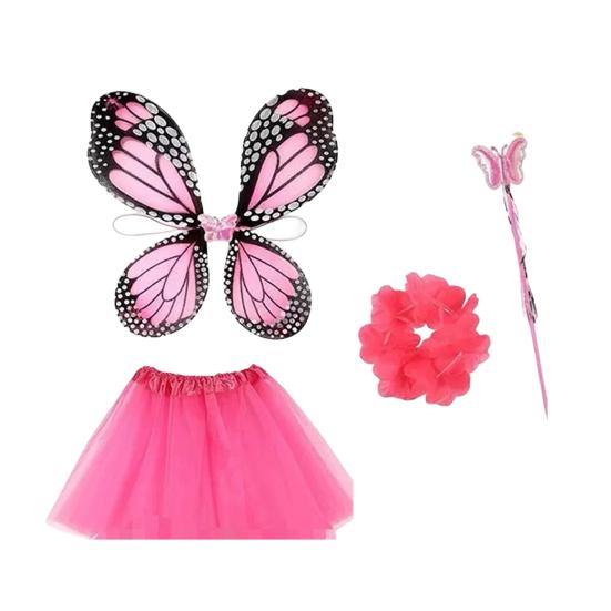 1 Set Butterfly Wing Porch Goose Costume Set Adjustable Size Fairy Wings Tutu Skirt Wand Flower Crowns Set Pet Outfit Garden