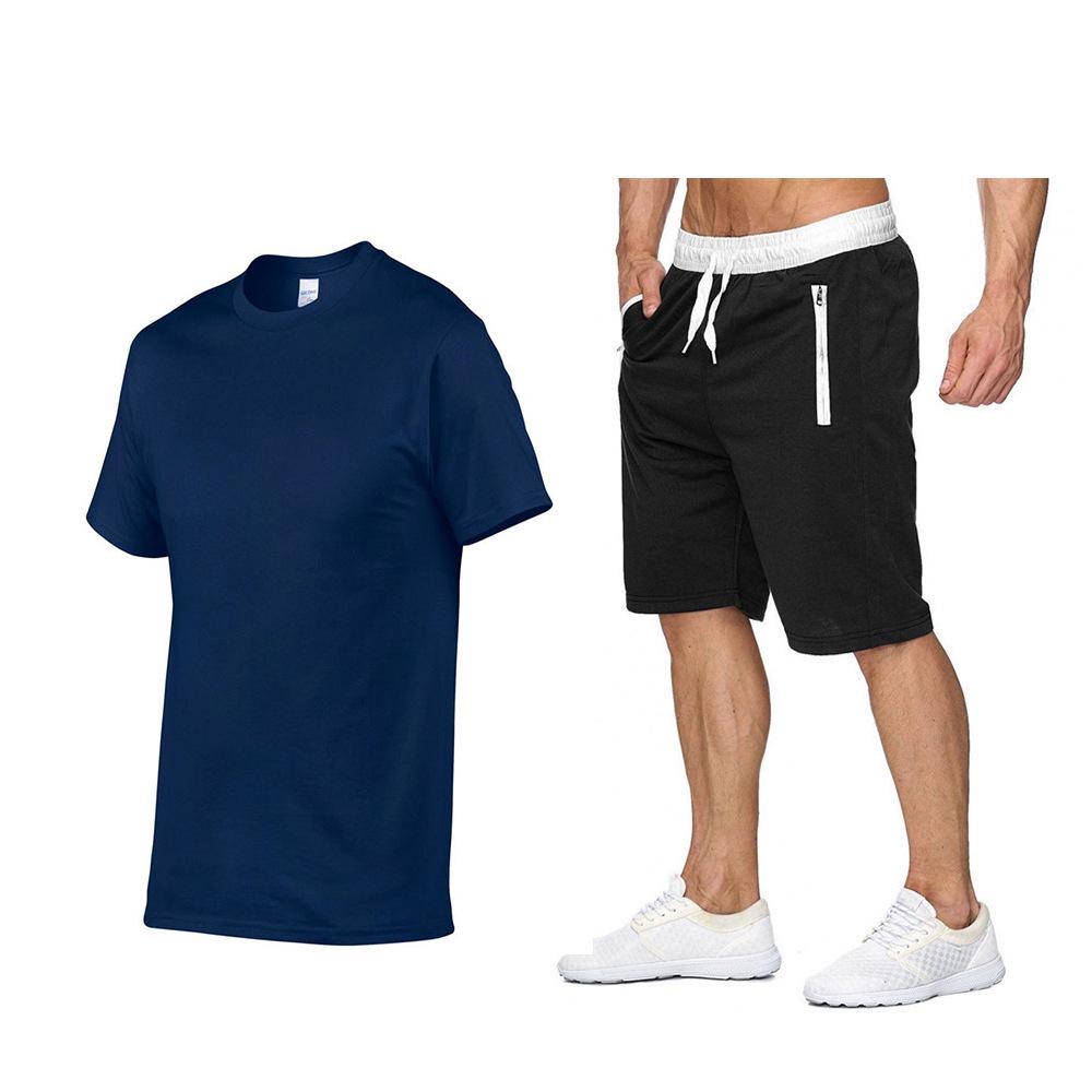 Men's Summer Fashion Solid Color T-shirt and Shorts Set - Short Sleeve Hot Seller