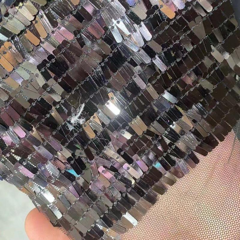 

Широкий 130 см Сітка з прямокутними паєтками 3x9 мм для індивідуального пошиття Вечірньої Весільної Сукні Жіночих Суконь, Тканини для Вечірніх Суконь 1Yard