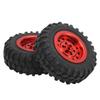 55mm2.2in RC Truck Tires with Screw Aluminium Alloy Rubber AntiSkid for WPL D12 110(Red R )